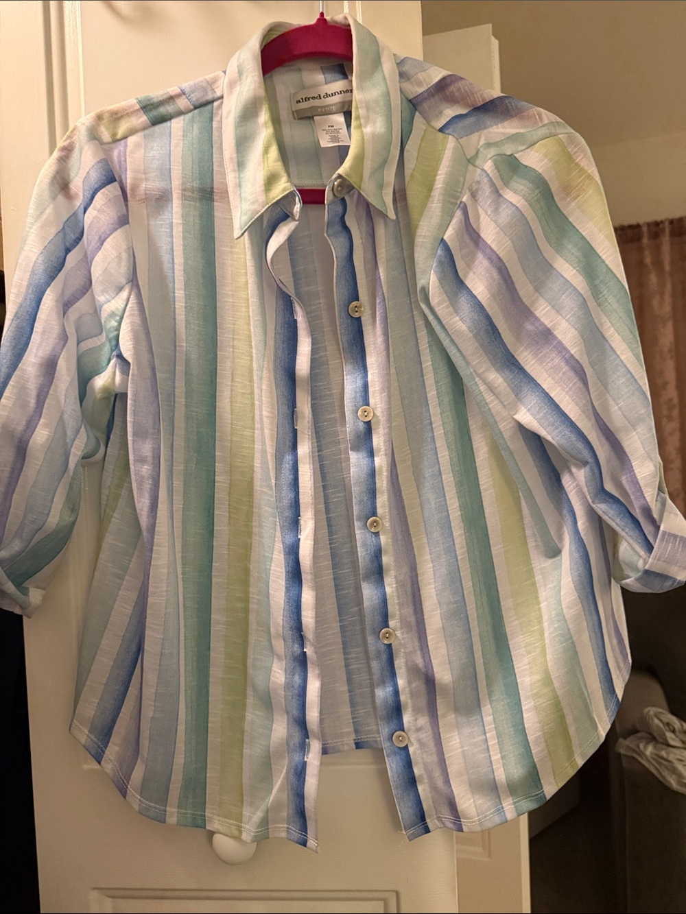 Alfred Dunner Pastel Multi-Stripe Button Front Shirt
